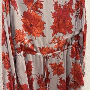 Free People Red and Gray Floral Mini Dress